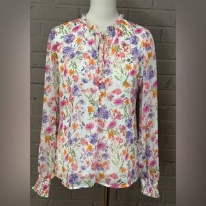 Joie white floral print blouse S